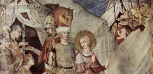Simone Martini: Szent Márton kilép a hadseregből