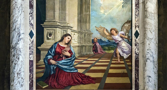 Tiziano: Malchiostro angyali üdvözlet